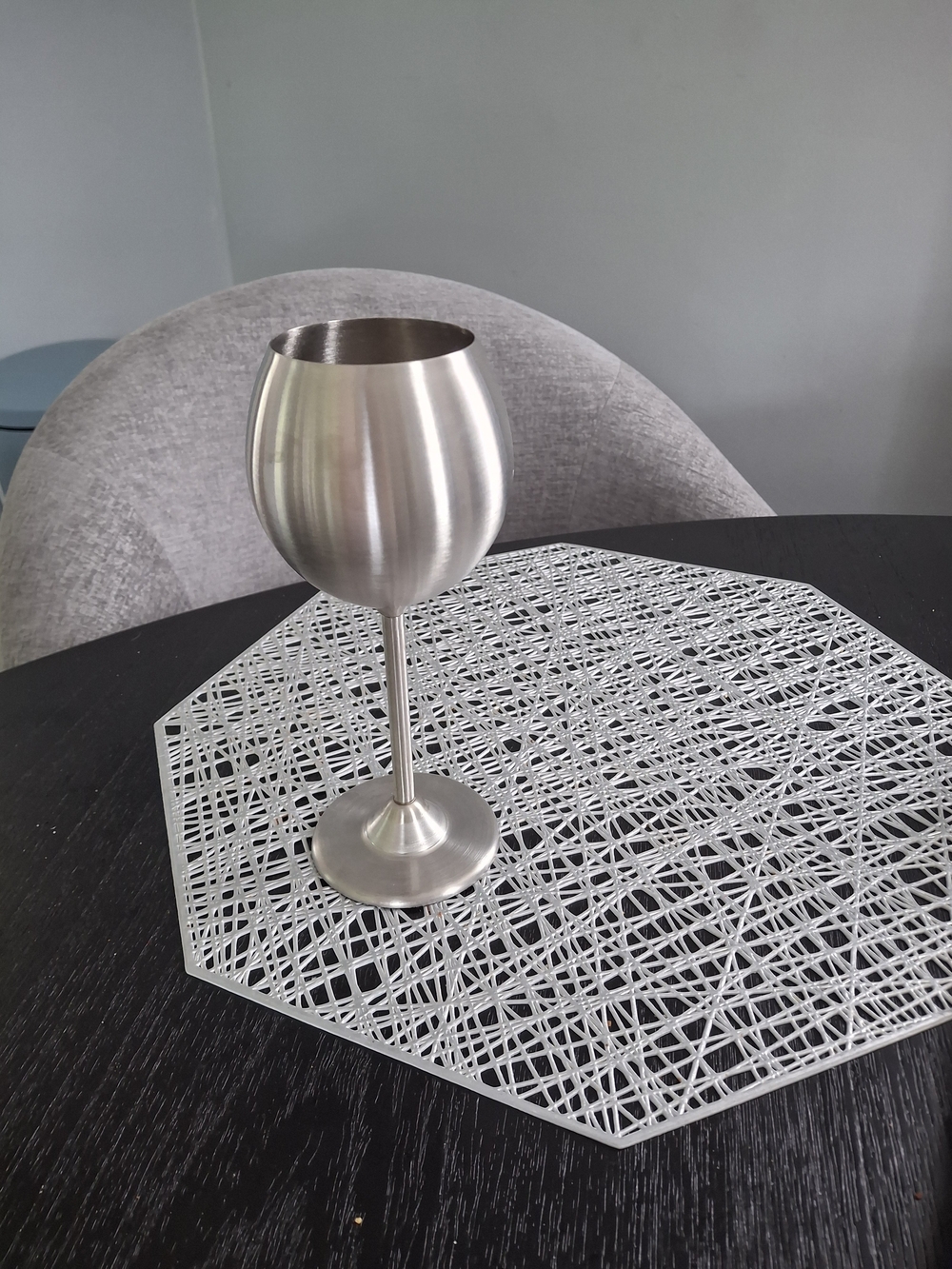 Brushed Stainless Steel Wine Goblet - Silver